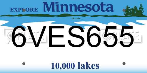 6VES655 Minnesota License Plate