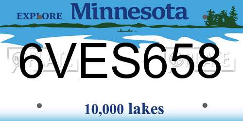 6VES658 Minnesota License Plate