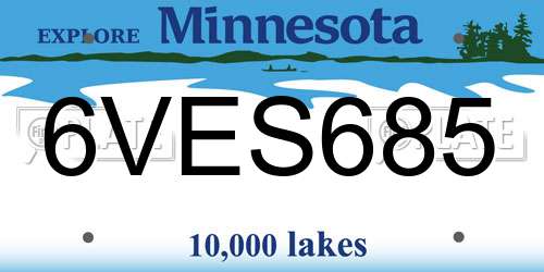 6VES685 Minnesota License Plate