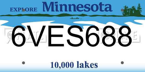 6VES688 Minnesota License Plate