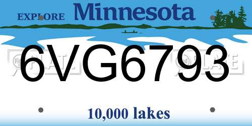 6VG6793 Minnesota License Plate