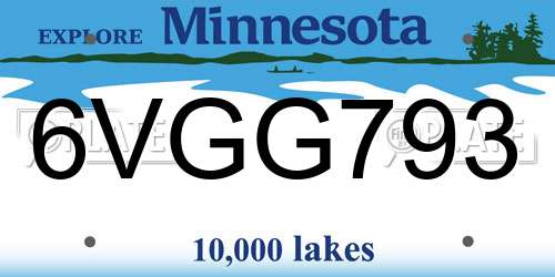 6VGG793 Minnesota License Plate