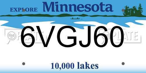 6VGJ60 Minnesota License Plate