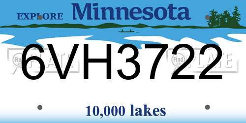 6VH3722 Minnesota License Plate