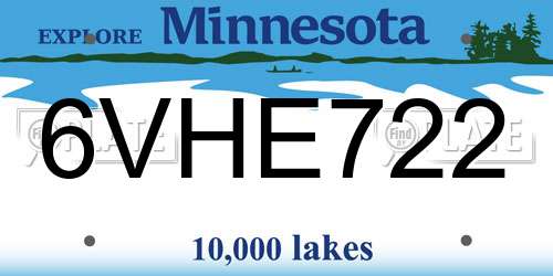 6VHE722 Minnesota License Plate