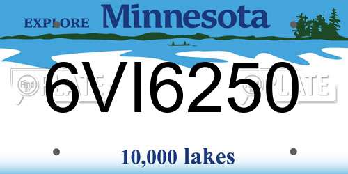 6VI6250 Minnesota License Plate