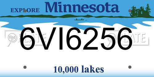 6VI6256 Minnesota License Plate