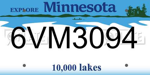 6VM3094 Minnesota License Plate