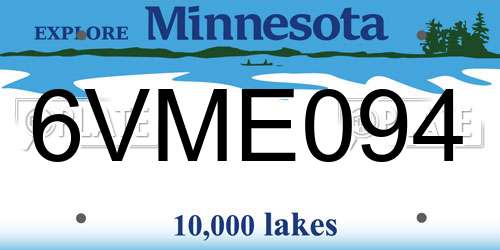 6VME094 Minnesota License Plate
