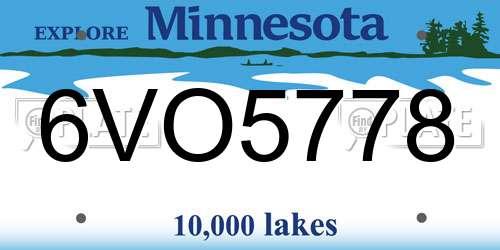6VO5778 Minnesota License Plate