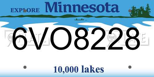 6VO8228 Minnesota License Plate