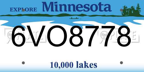 6VO8778 Minnesota License Plate