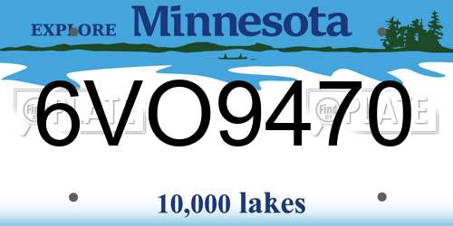 6VO9470 Minnesota License Plate