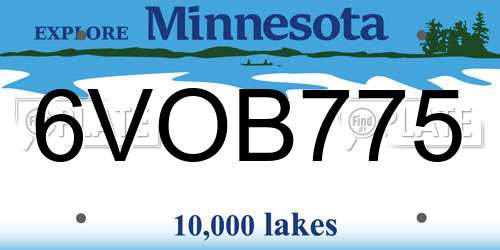 6VOB775 Minnesota License Plate