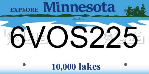 6VOS225 Minnesota License Plate