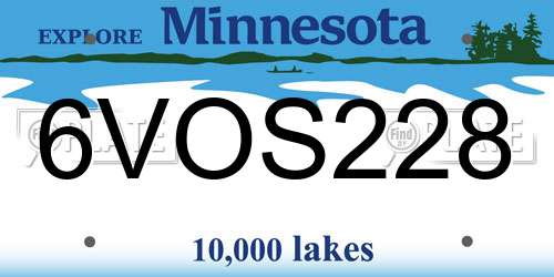 6VOS228 Minnesota License Plate