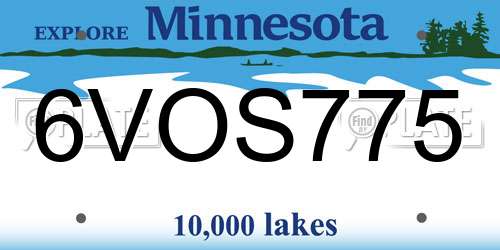 6VOS775 Minnesota License Plate