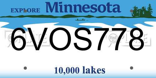 6VOS778 Minnesota License Plate