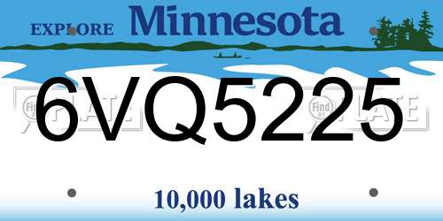 6VQ5225 Minnesota License Plate