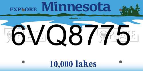 6VQ8775 Minnesota License Plate