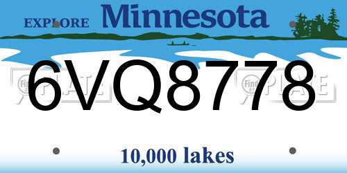 6VQ8778 Minnesota License Plate