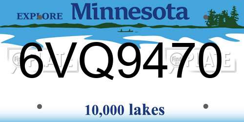 6VQ9470 Minnesota License Plate