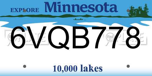6VQB778 Minnesota License Plate