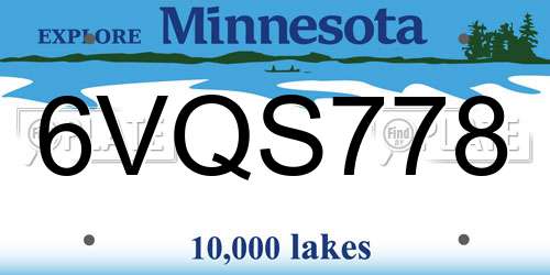 6VQS778 Minnesota License Plate