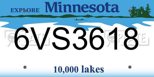6VS3618 Minnesota License Plate