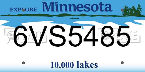 6VS5485 Minnesota License Plate