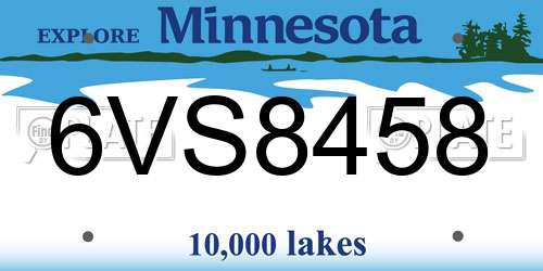 6VS8458 Minnesota License Plate