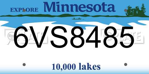 6VS8485 Minnesota License Plate
