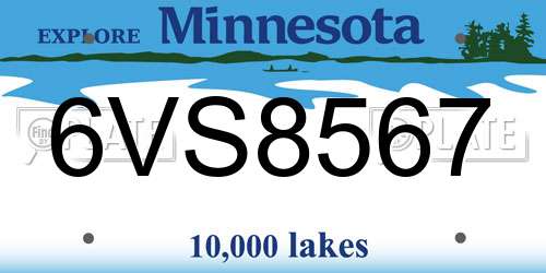 6VS8567 Minnesota License Plate