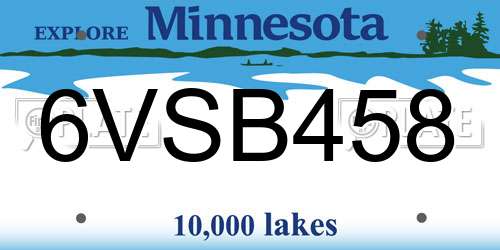 6VSB458 Minnesota License Plate