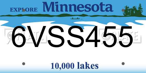6VSS455 Minnesota License Plate