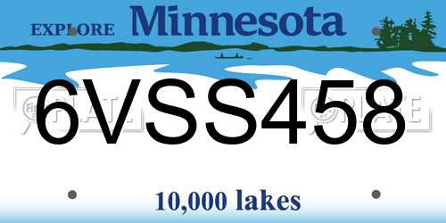 6VSS458 Minnesota License Plate
