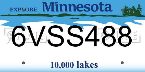 6VSS488 Minnesota License Plate