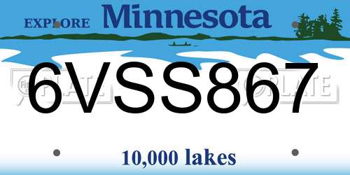 6VSS867 Minnesota License Plate