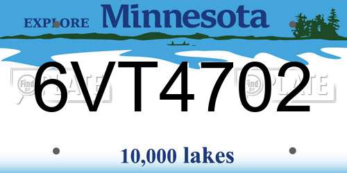 6VT4702 Minnesota License Plate
