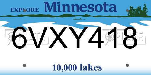 6VXY418 Minnesota License Plate