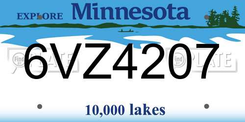 6VZ4207 Minnesota License Plate