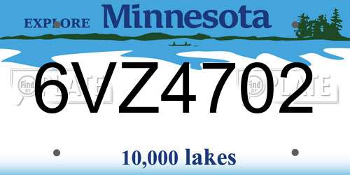 6VZ4702 Minnesota License Plate
