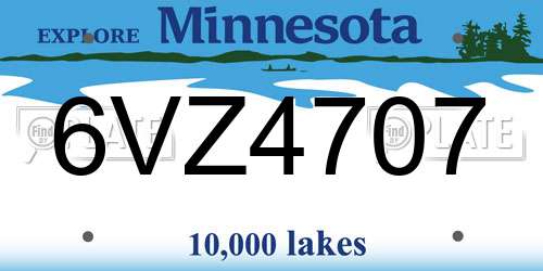 6VZ4707 Minnesota License Plate