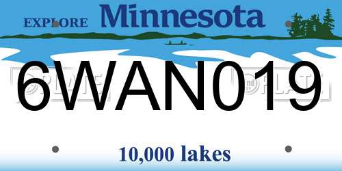 6WAN019 Minnesota License Plate