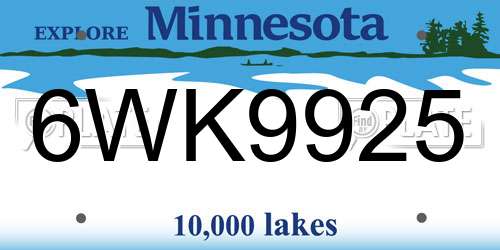 6WK9925 Minnesota License Plate