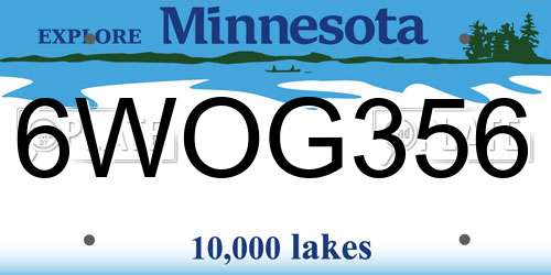 6WOG356 Minnesota License Plate