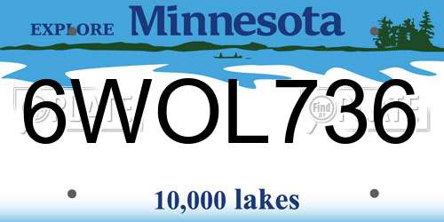 6WOL736 Minnesota License Plate