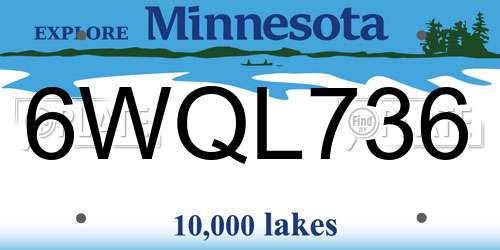 6WQL736 Minnesota License Plate