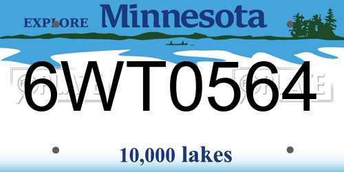 6WT0564 Minnesota License Plate