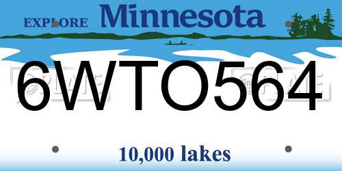 6WTO564 Minnesota License Plate